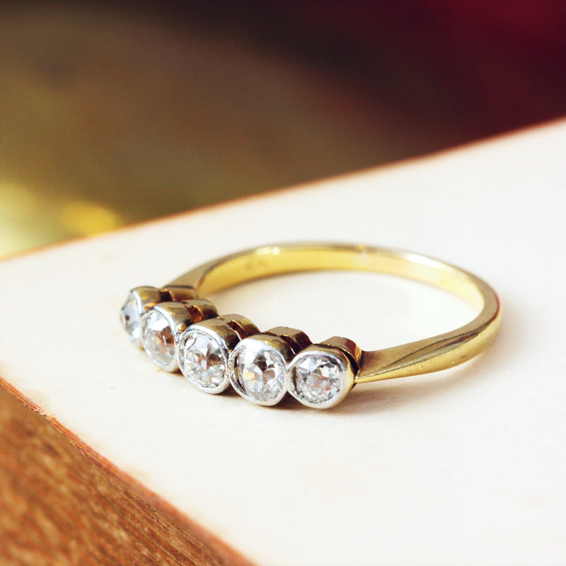 Five Stone Diamond 18ct Gold and Platinum Ring