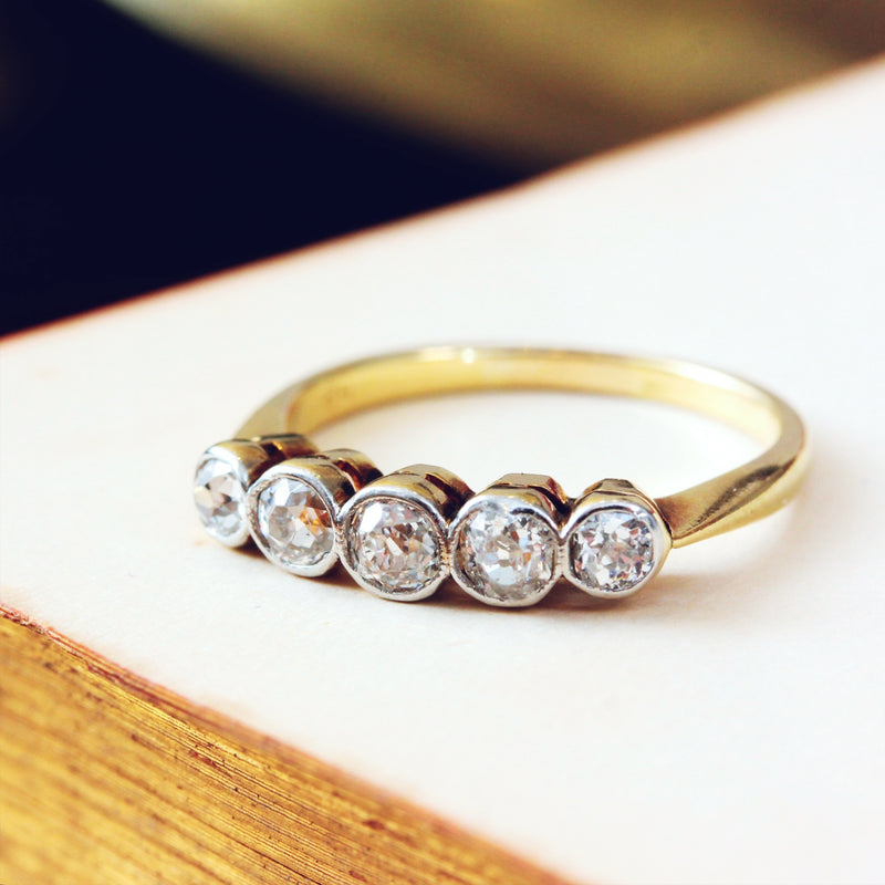 Dramatic Sparkle! Vintage Five Stone Diamond Ring