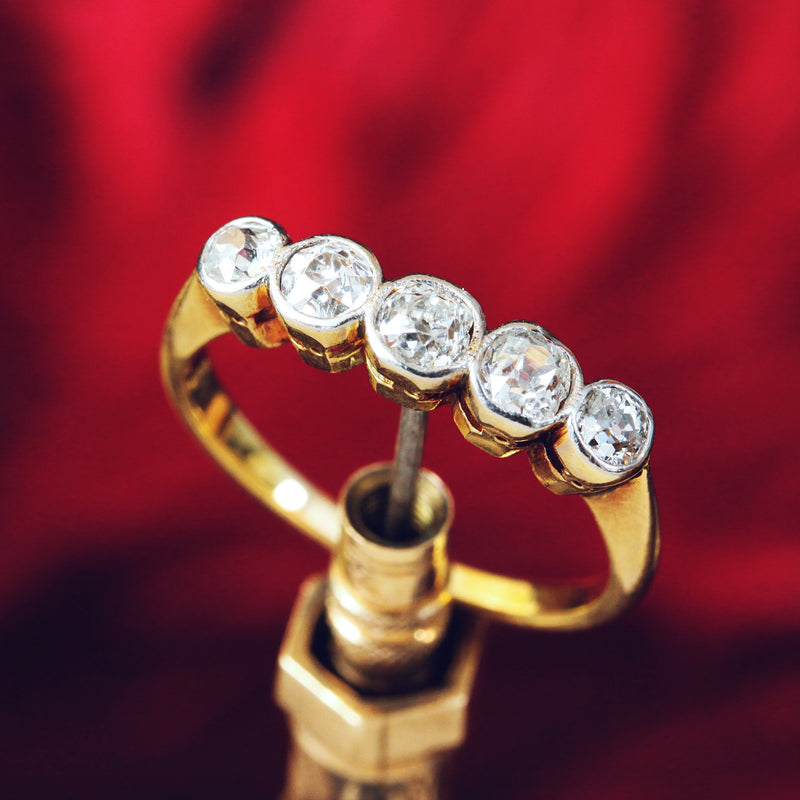 Five Stone Diamond 18ct Gold and Platinum Ring