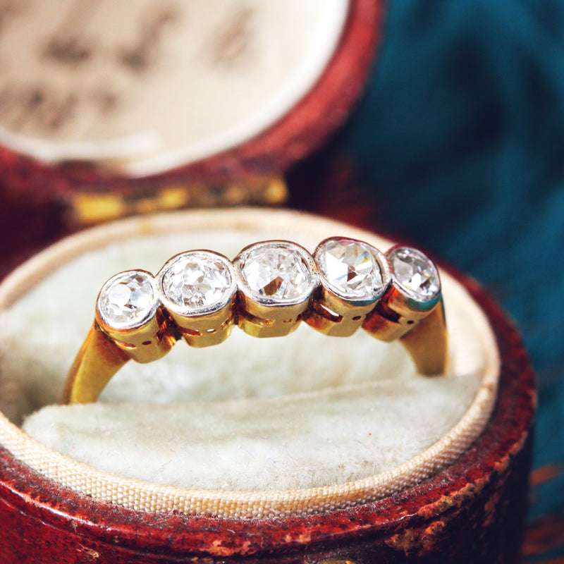 Five Stone Diamond 18ct Gold and Platinum Ring