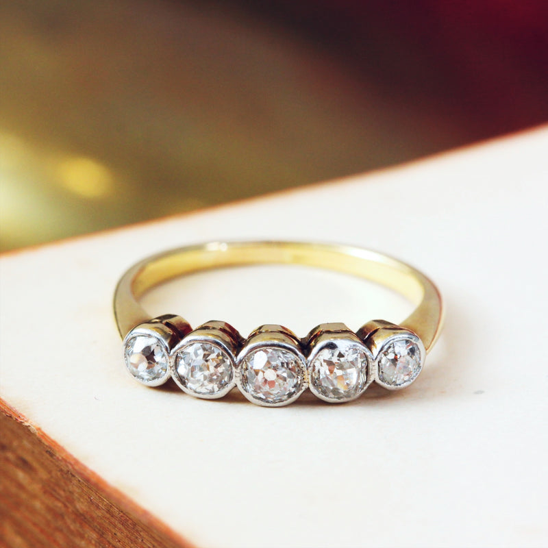 Five Stone Diamond 18ct Gold and Platinum Ring