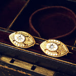 Pair of Antique Estrucan Inspired 18ct Diamond Brooches
