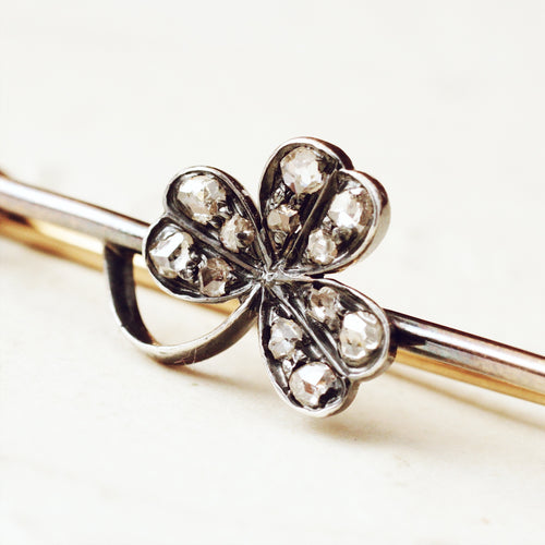 Victorian Diamond Shamrock Brooch Pin