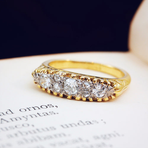 Antique Diamond Half Hoop Engagement Ring
