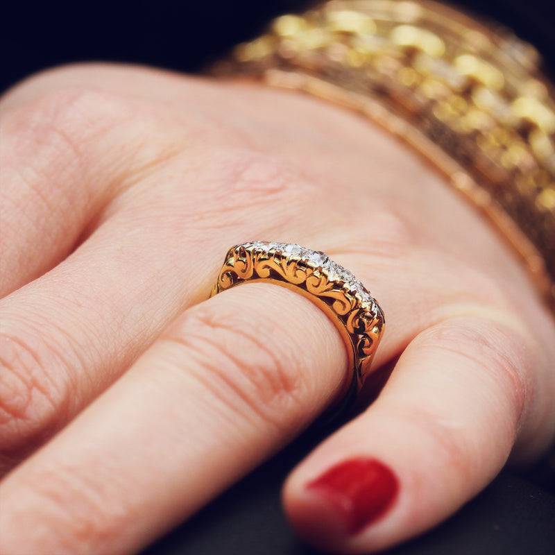 Antique Diamond Half Hoop Engagement Ring
