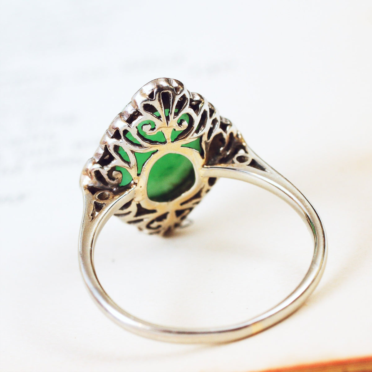 Superb Gem Quality Antique Jade & Diamond Ring