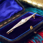 Antique Edwardian Pearl and Diamond Bar Brooch