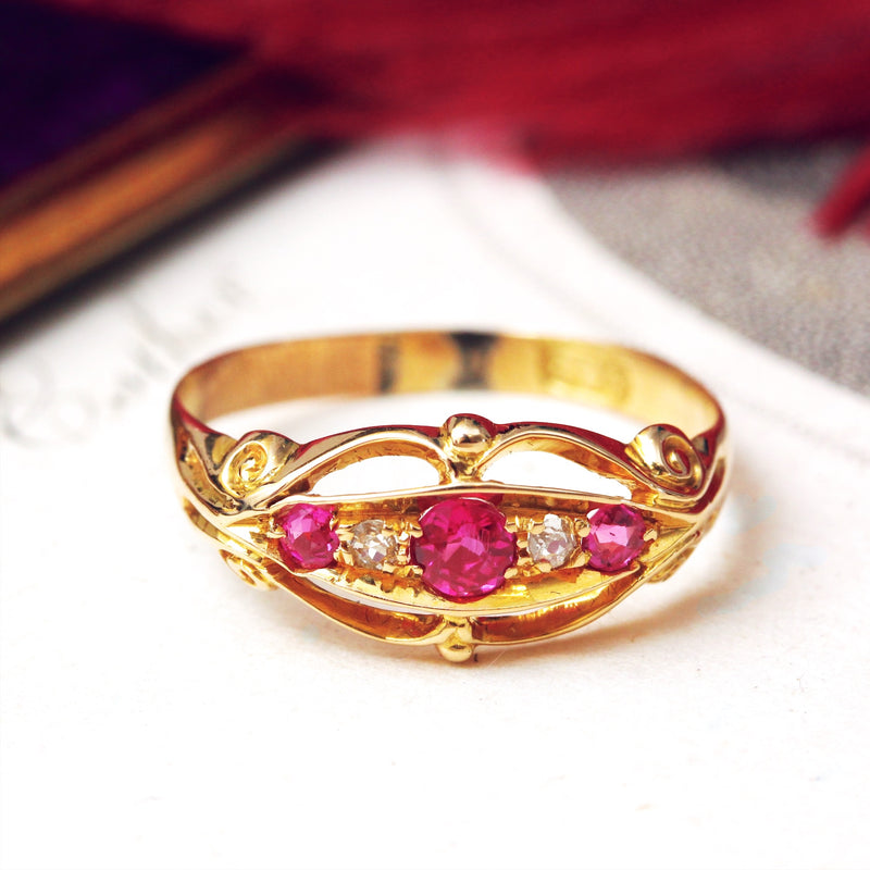Antique Edwardian Ruby & Diamond Ring