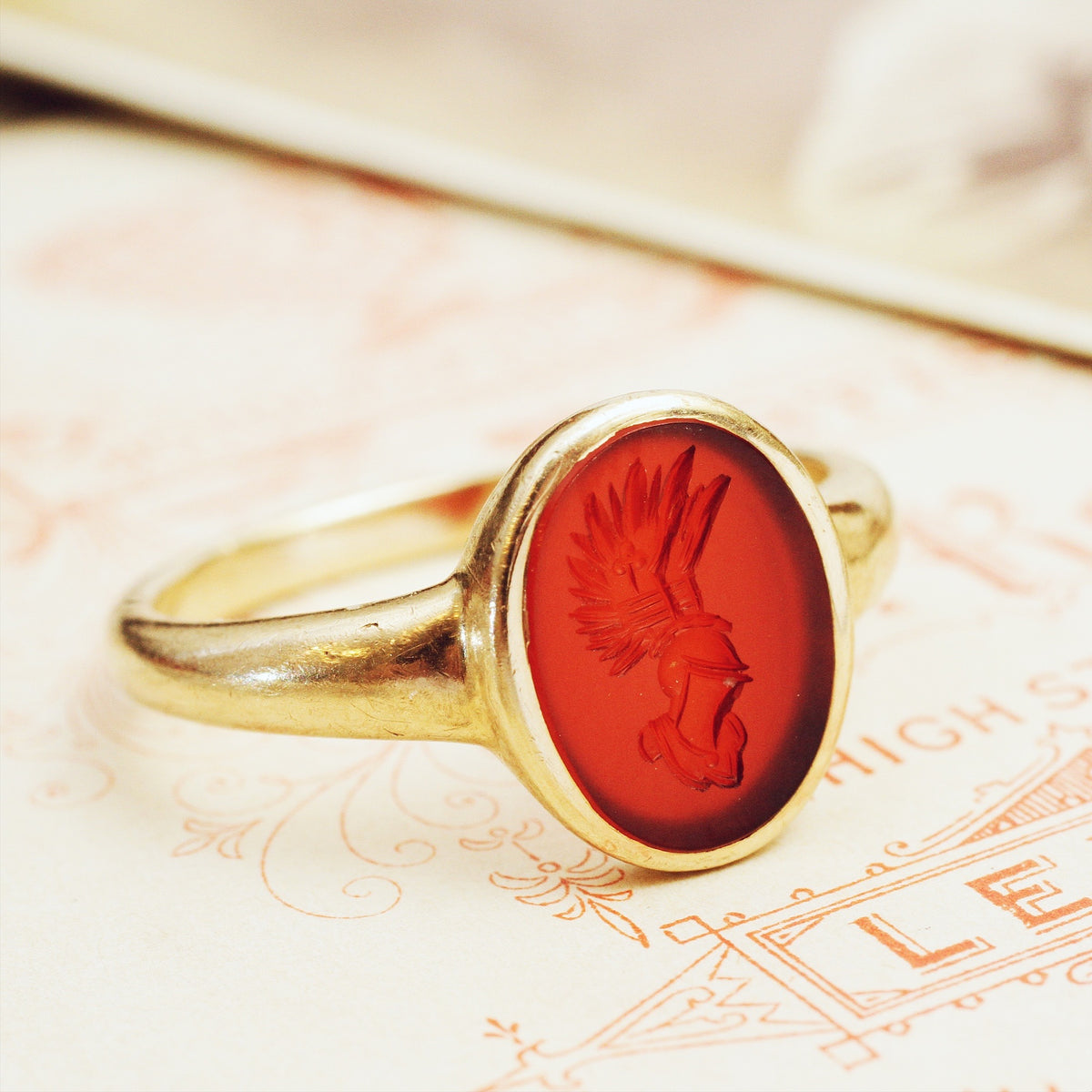 Roman Styled Carnelian Intaglio Signet Ring