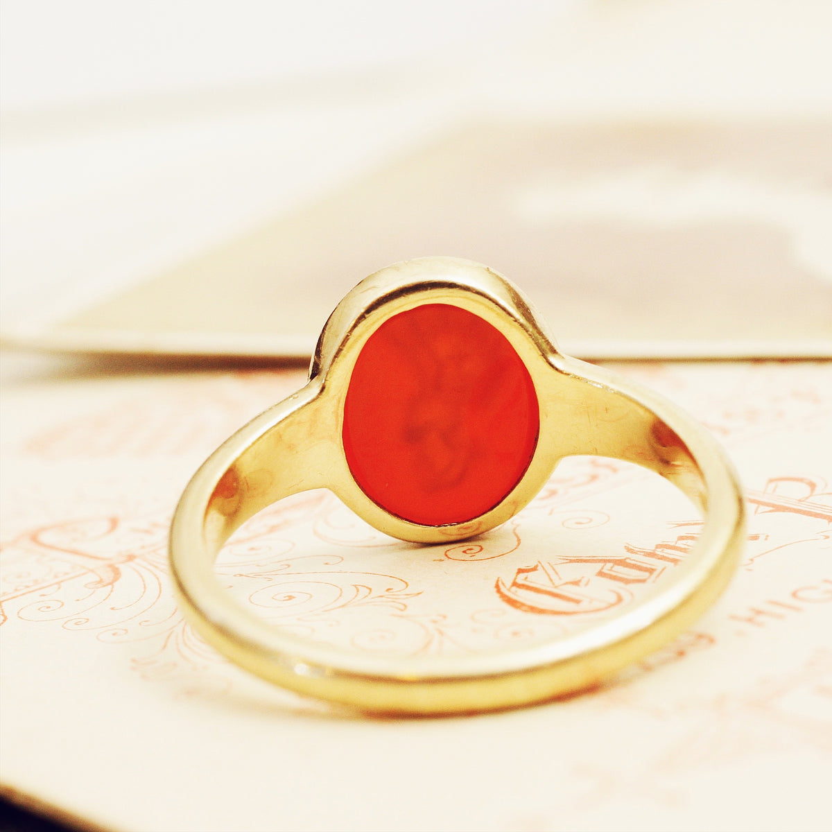Roman Styled Carnelian Intaglio Signet Ring