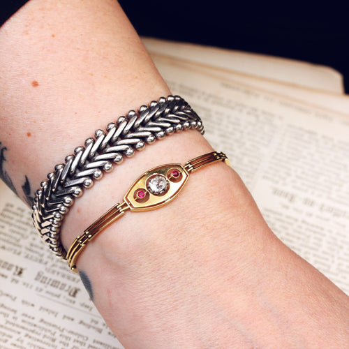 vintage diamond and ruby gold bracelet