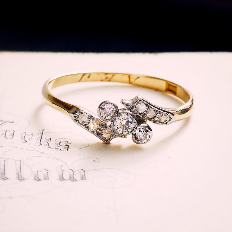 Antique Diamond Crossover Ring