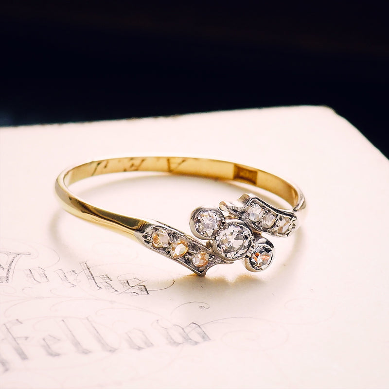 Antique Diamond Crossover Ring