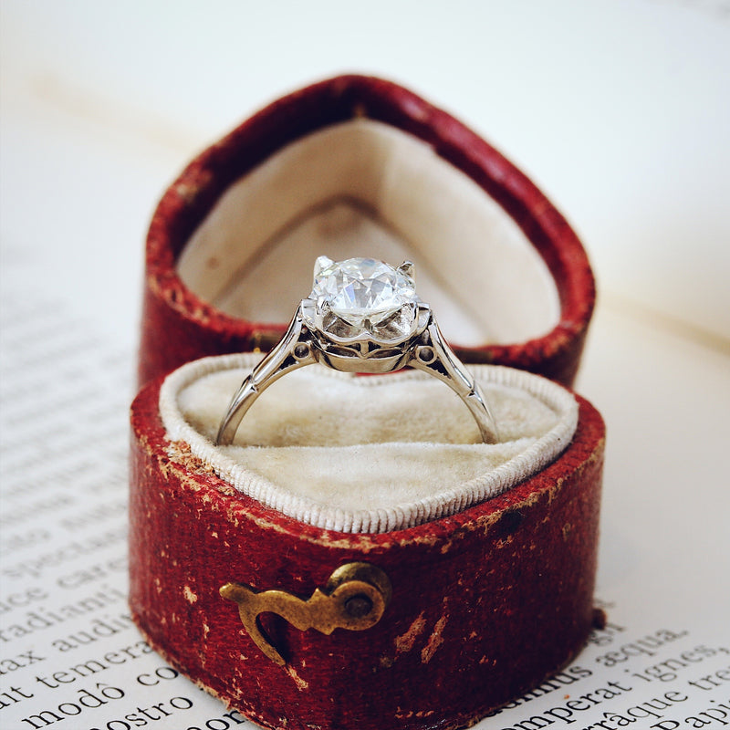 1.10ct Mine Cut Diamond Engagement Ring