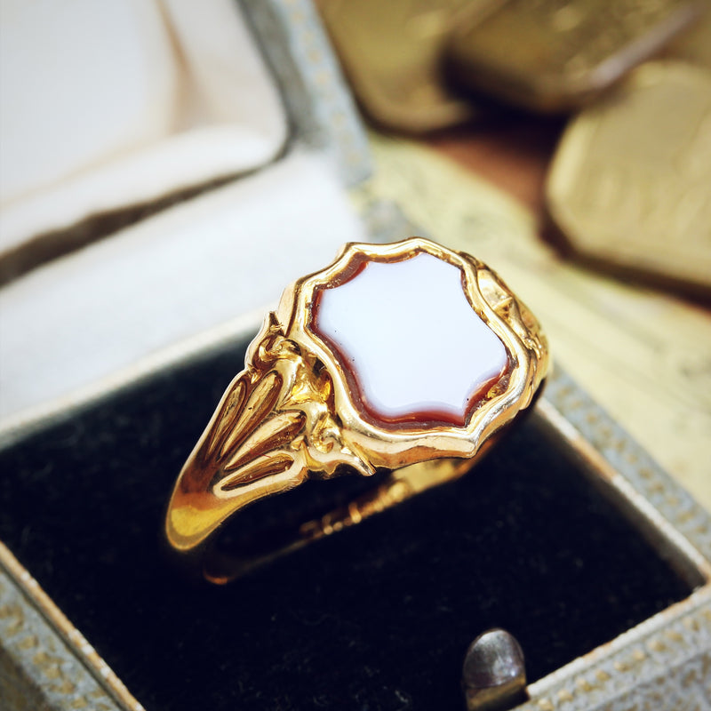 Date 1922 Shield Shaped Sardonyx Signet Ring