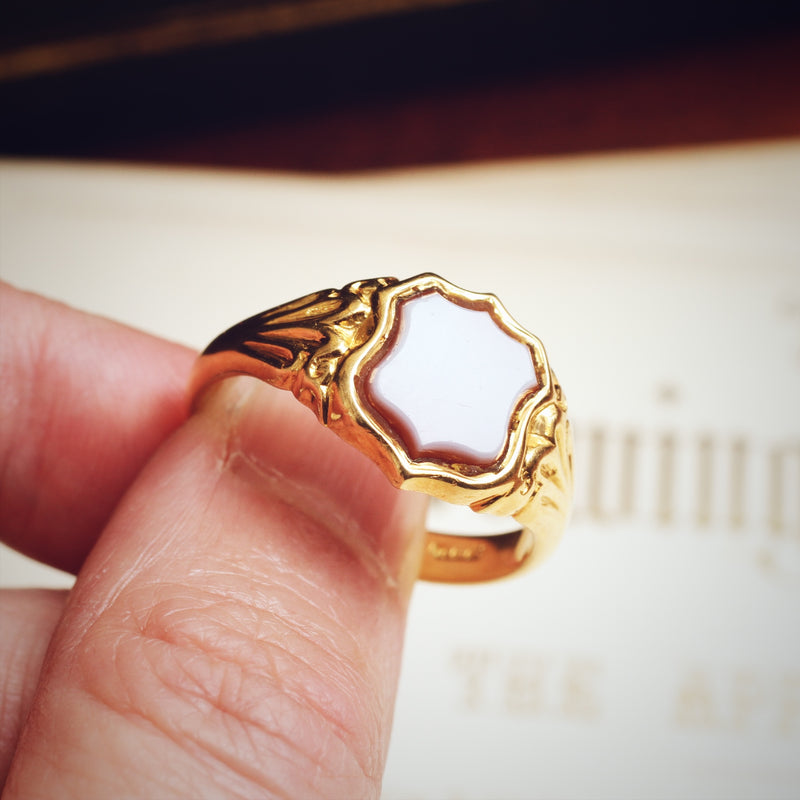 Date 1922 Shield Shaped Sardonyx Signet Ring