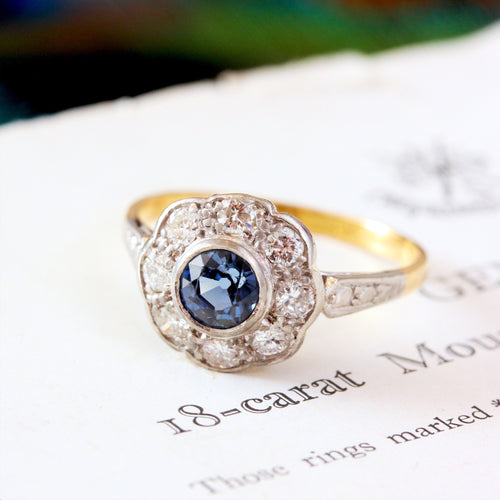 Sapphire & Diamond Cluster Ring