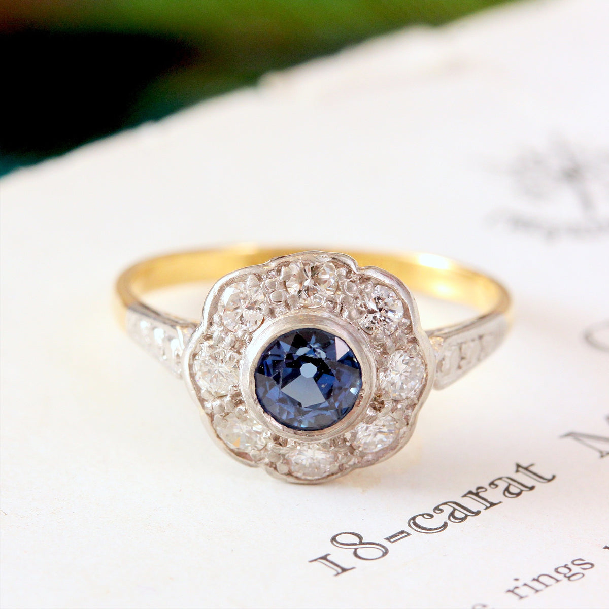 Sapphire & Diamond Cluster Ring