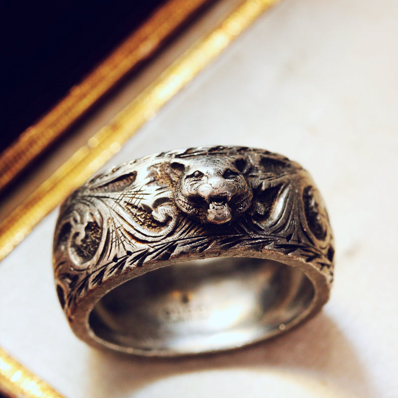 Vintage Silver GUCCI Gatto Ring