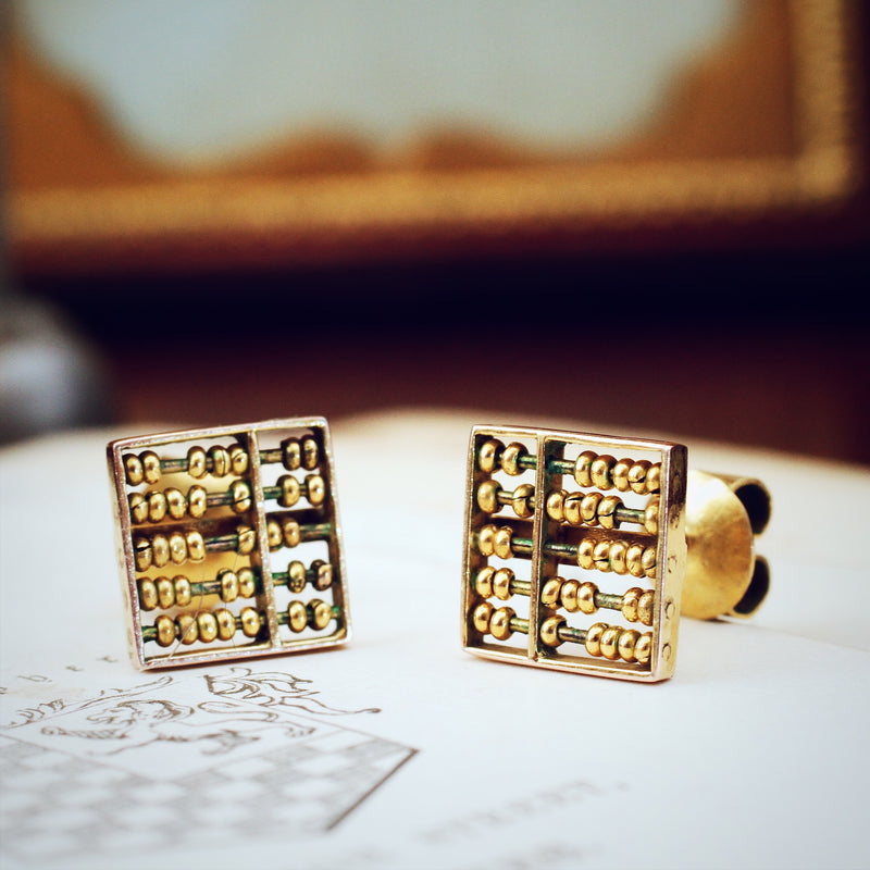 Vintage Gold Abacus Stud Earrings