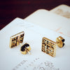 Funky Vintage Gold Abacus Stud Earrings