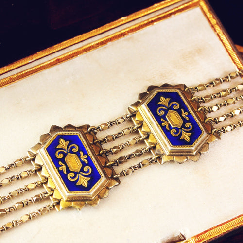 Continental Silver Gilt Enamel Bracelet