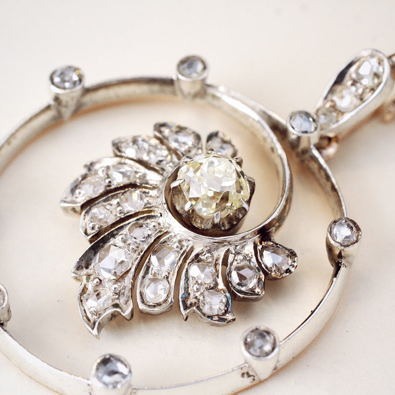 Refined Beauty! Antique Diamond Circlet Pendant