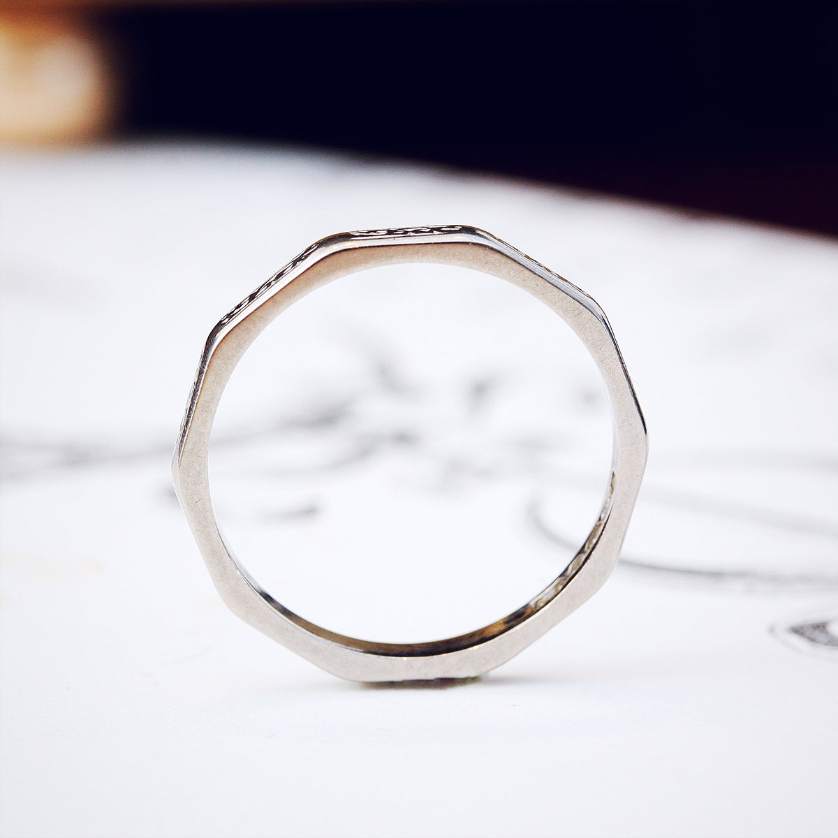 Vintage Date 1949 Size N/6.75 White Gold Wedding Ring