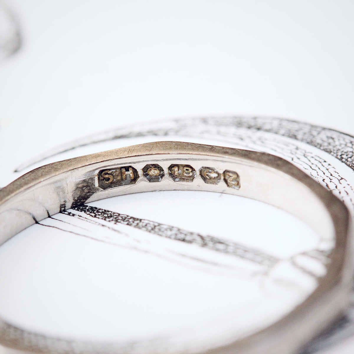 Vintage Date 1949 Size N/6.75 White Gold Wedding Ring