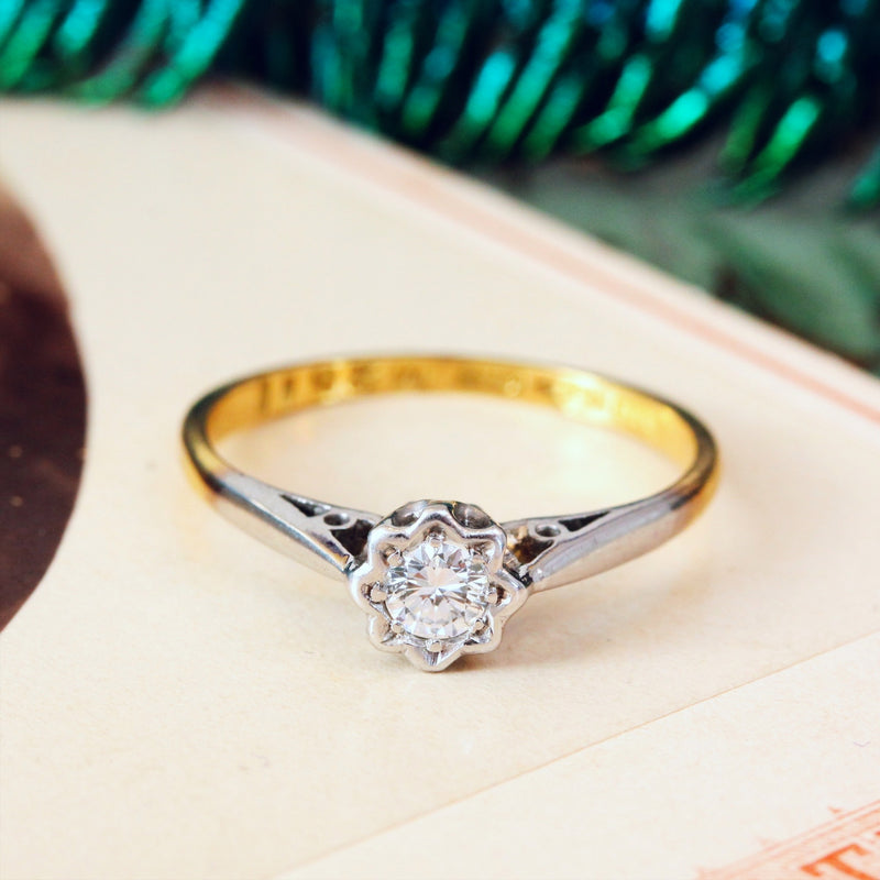 Vintage Brilliant-cut Diamond Solitaire Engagement Ring