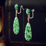 Hand Carved Vintage Jadeite Drop Earrings