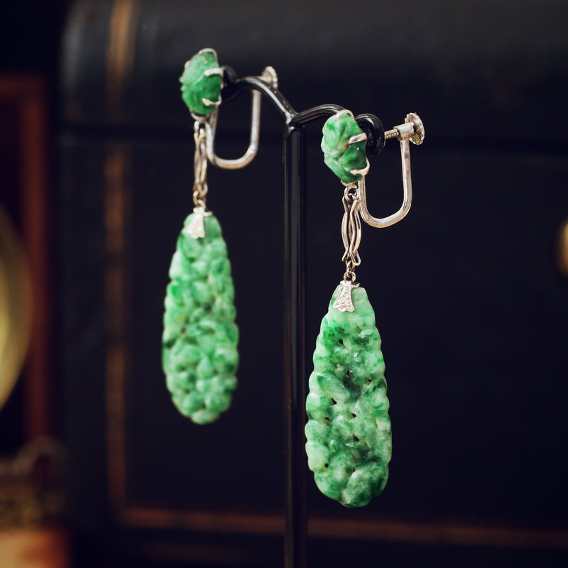 Amazon.com: HAND MADE ANTIQUE 14K DRAGON MUTTON FAT LONGEVITY FOCAL POINT JADE  EARRINGS : Handmade Products