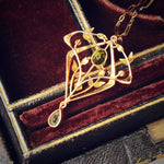 Antique Art Nouveau 15ct Gold Peridot Lavalier Pendant