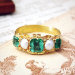 Antique Victorian Emerald & Natural Pearl Ring