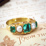 Antique Victorian Emerald & Natural Pearl Ring