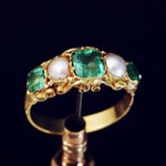 Antique Victorian Emerald & Natural Pearl Ring