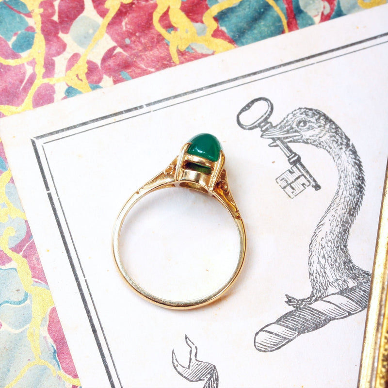 Vintage Green Agate Dress Ring