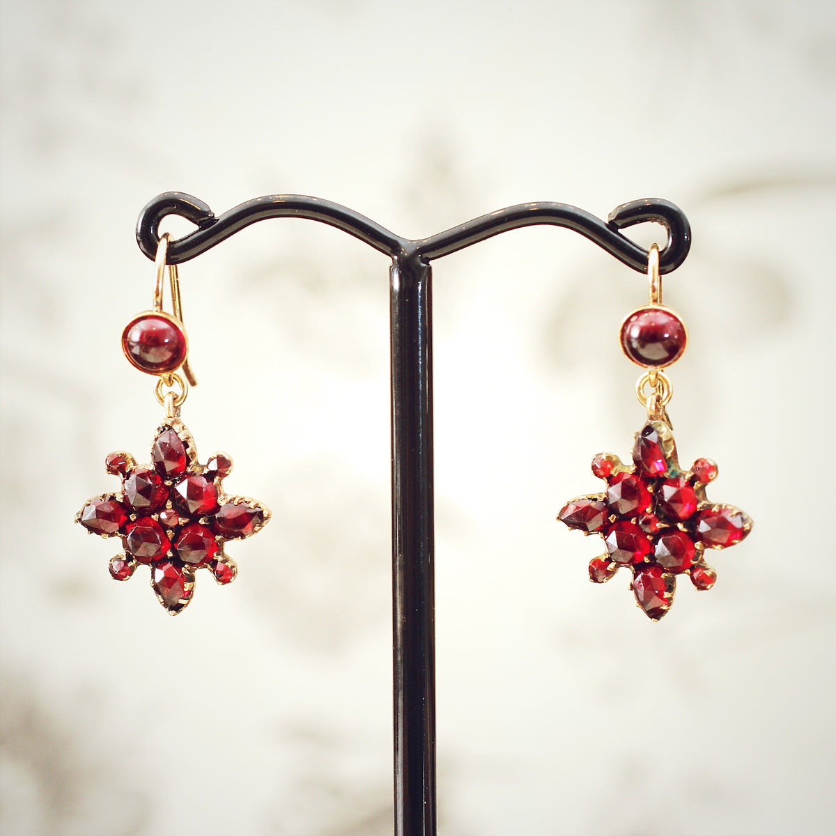 Vintage Bohemian Garnet Drop Earrings