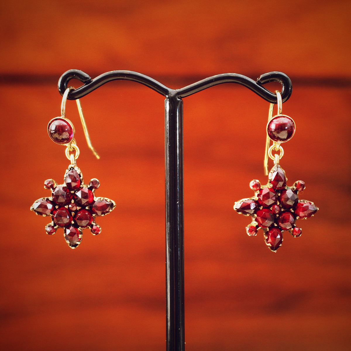 Darling Vintage Bohemian Garnet Drop Earrings