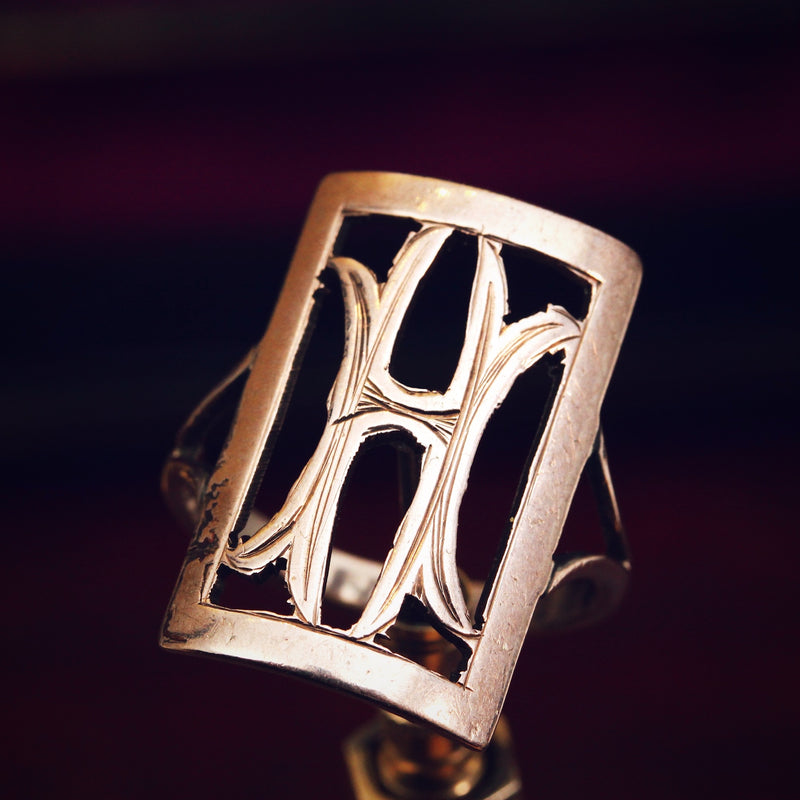 Statement Vintage 'H' 9ct Gold Ring