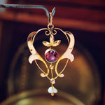 Edwardian Garnet & Wild Pearl Pendant