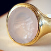 Date 1887 Romanesque Chalcedony Intaglio Signet Ring