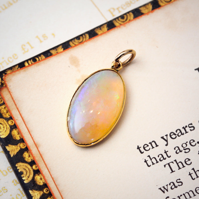Amazon.com: 14K Gold Plated White Opal Necklace - 14K Gold Plated over 925  Sterling Silver, Dainty 12mm White Opal Gemstone Pendant, October  Birthstone, Handmade Vintage Antique Jewelry for Classy Women : Handmade  Products