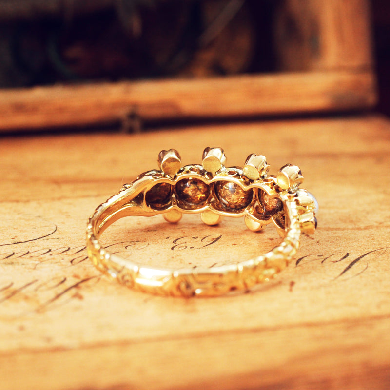 Unusual Victorian Natural Pearl & Amethyst Ring