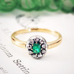 Antique Emerald & Rose Cut Diamond Cluster Ring