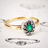 Antique Emerald & Rose Cut Diamond Cluster Ring