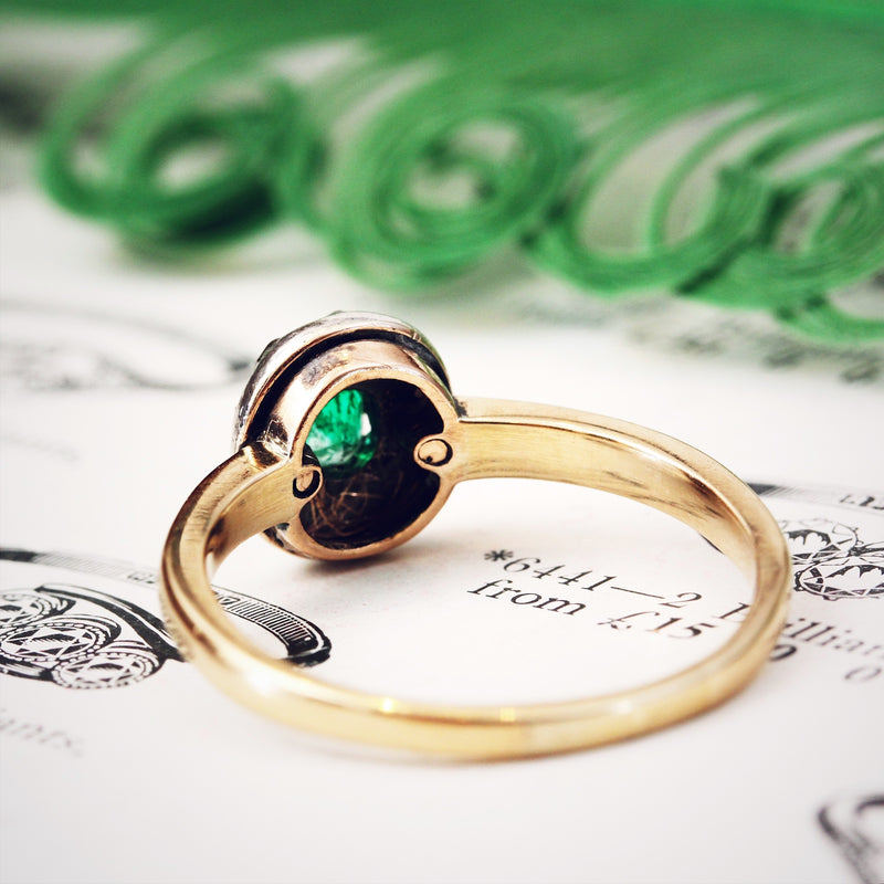 Antique Emerald & Rose Cut Diamond Cluster Ring