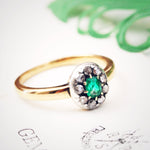 Antique Emerald & Rose Cut Diamond Cluster Ring