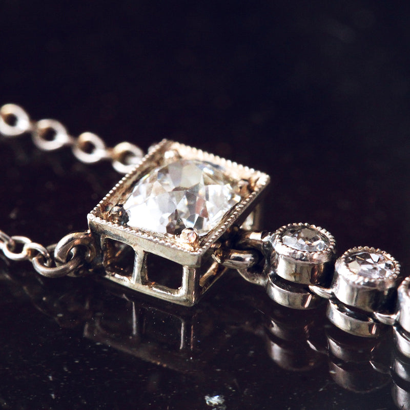Fine Antique Platinum Diamond Lavaliere Pendant