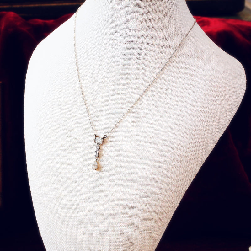 Fine Antique Platinum Diamond Lavaliere Pendant